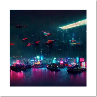 Cyberstrike - Cyberpunk Cityscape Skyline Posters and Art